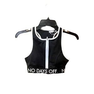 Womens Forever 21 Sports Bra Black White Zip Front Size Small No Days Off